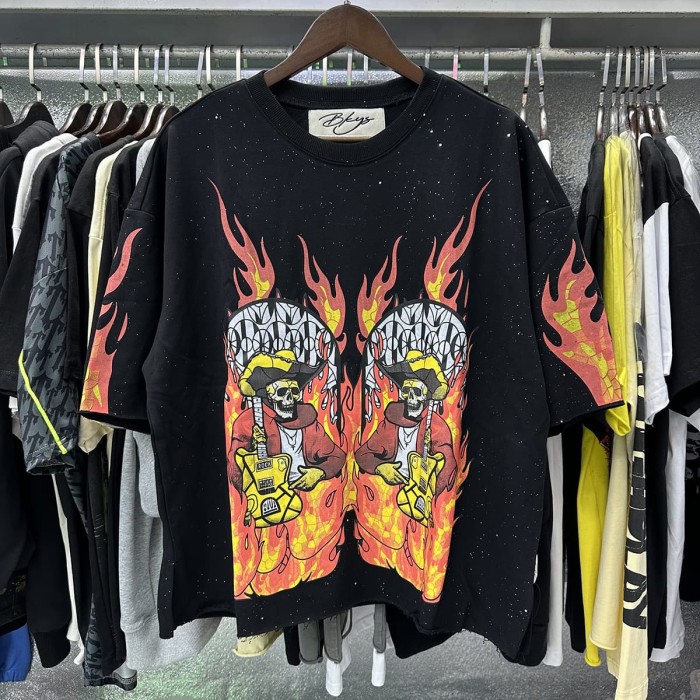Mirror Skull Guitarist Splash Ink Print Tee 28874558