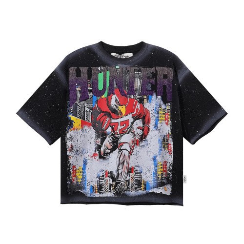 Red Eagle Rugby Splash Ink Rhinestone Print Washed Tee 28874566
