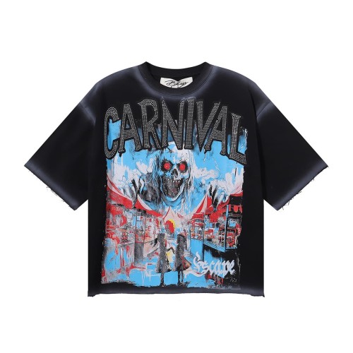 Carnival Skull Rhinestone Print Washed Tee 28874569