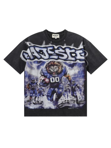 Lion Rugby Player Print Washed Tee 28874481