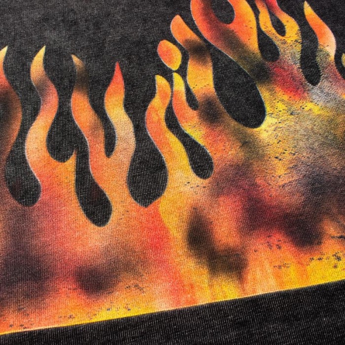 Flame Skull Print Washed Tee 28874711