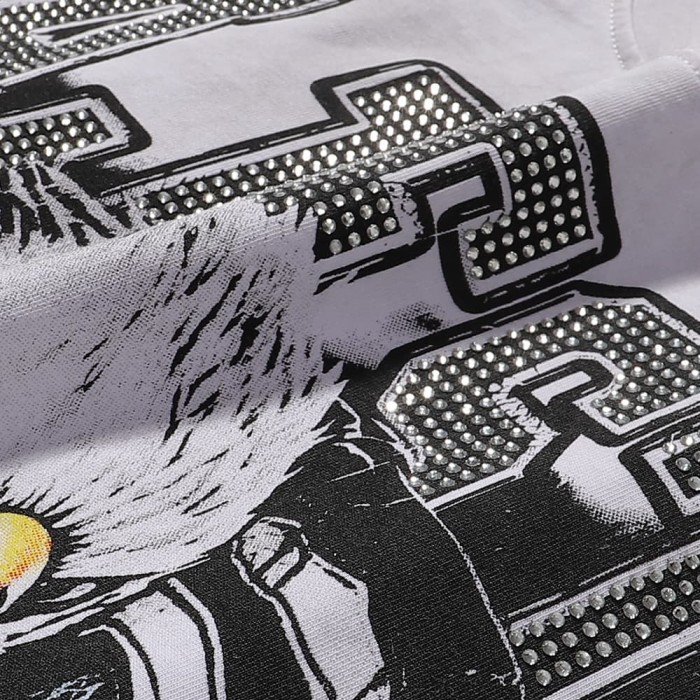 Eagle Rugby Player Hotfix Rhinestone Print Washed Tee 28874483