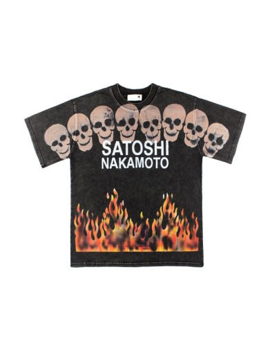 Flame Skull Print Washed Tee 28874711