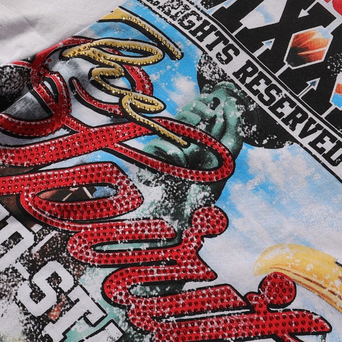Statue of Liberty Hotfix Rhinestone Print Washed Tee 28874479