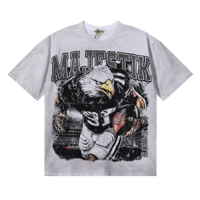 Eagle Rugby Player Hotfix Rhinestone Print Washed Tee 28874483