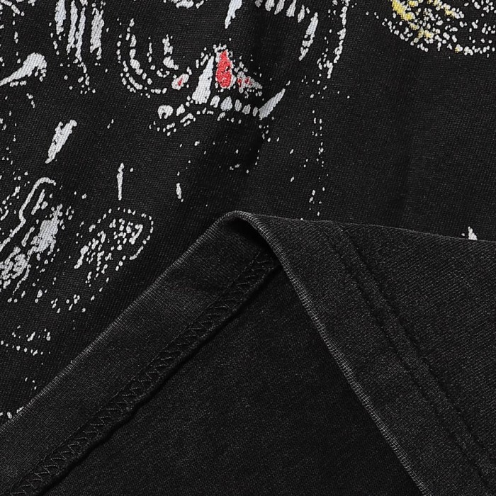 Bully Dog Skull Rugby Hotfix Rhinestone Print Washed Tee 28874476