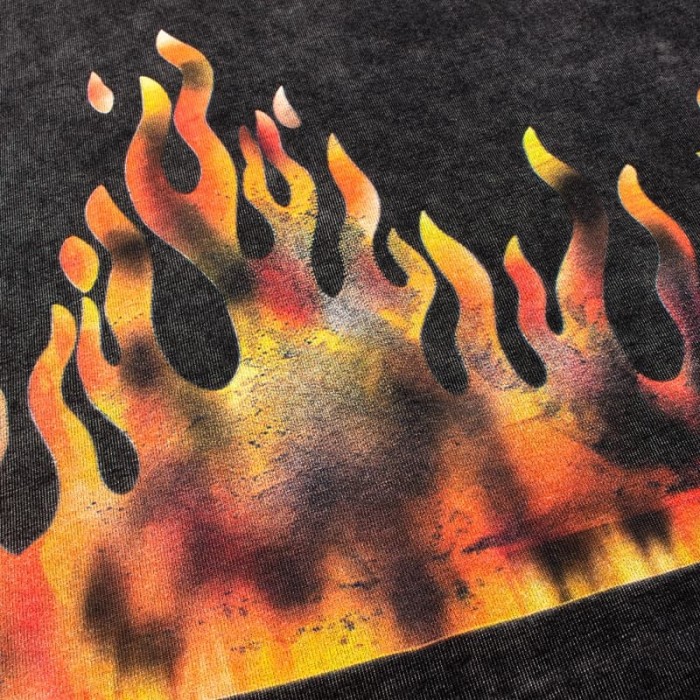 Flame Skull Print Washed Tee 28874711