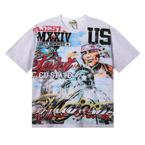Statue of Liberty Hotfix Rhinestone Print Washed Tee 28874479
