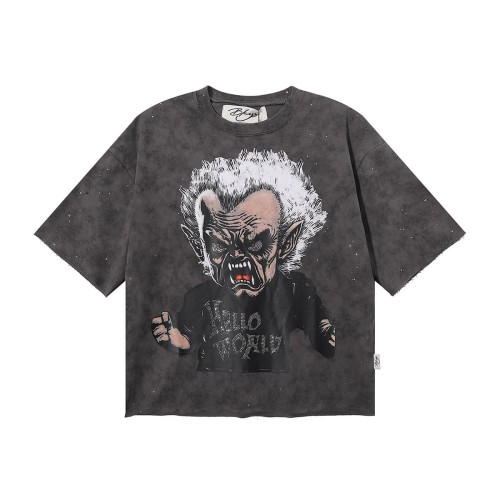 Evil Old Man Splash Ink Rhinestone Print Washed Tee 28874573