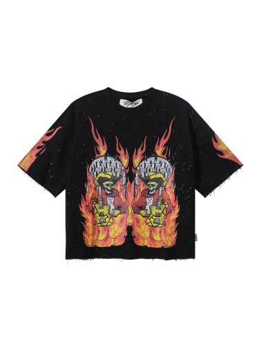 Mirror Skull Guitarist Splash Ink Print Tee 28874558
