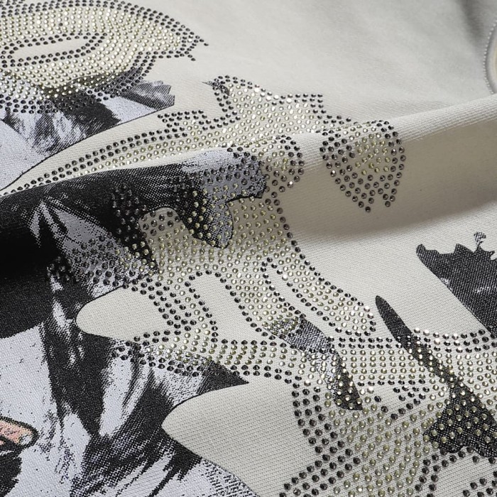 Street Art Rhinestone Print Washed Tee 28874567