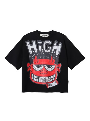 Cartoon Devil Face Print Tee 2 colors 28874559