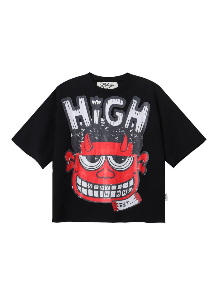 Cartoon Devil Face Print Tee 2 colors 28874559