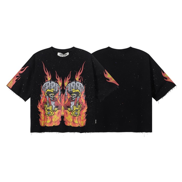 Mirror Skull Guitarist Splash Ink Print Tee 28874558
