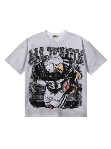 Eagle Rugby Player Hotfix Rhinestone Print Washed Tee 28874483