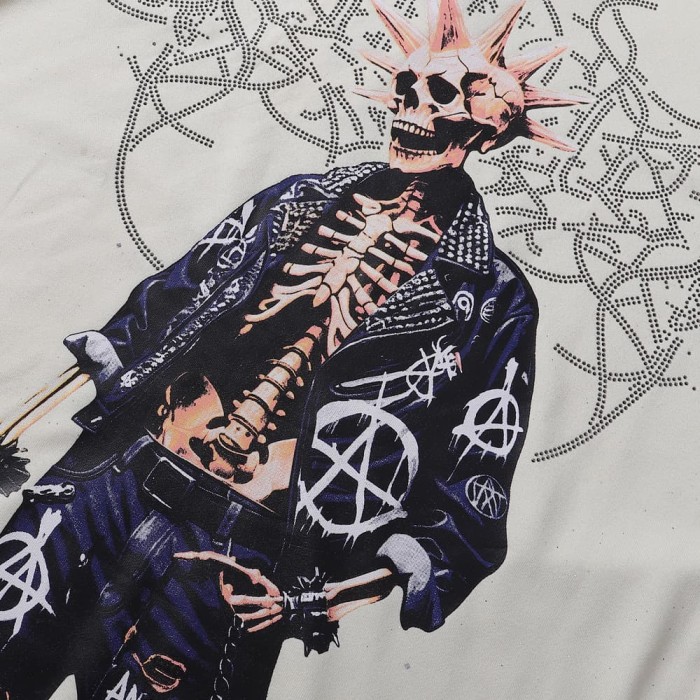 Punk Skull Splash Ink Rhinestone Print Tee 2 colors 28874561