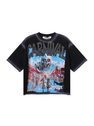 Carnival Skull Rhinestone Print Washed Tee 28874569