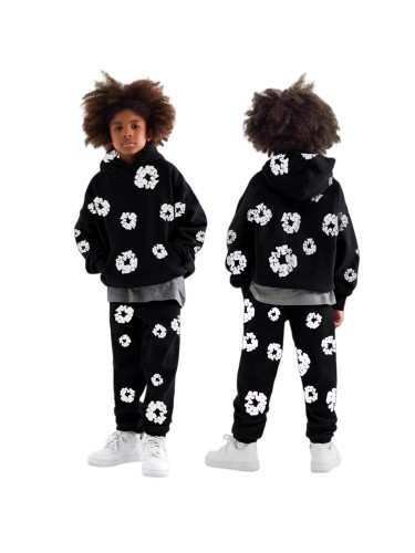 Kapok Foam Print Hoodie & Pants Set for Kids 5 colors