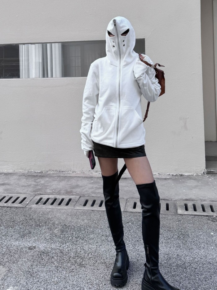 1:1 quality version Shark Shape Breathable Eyelet Zipper Hoodie 4 colors 28881163