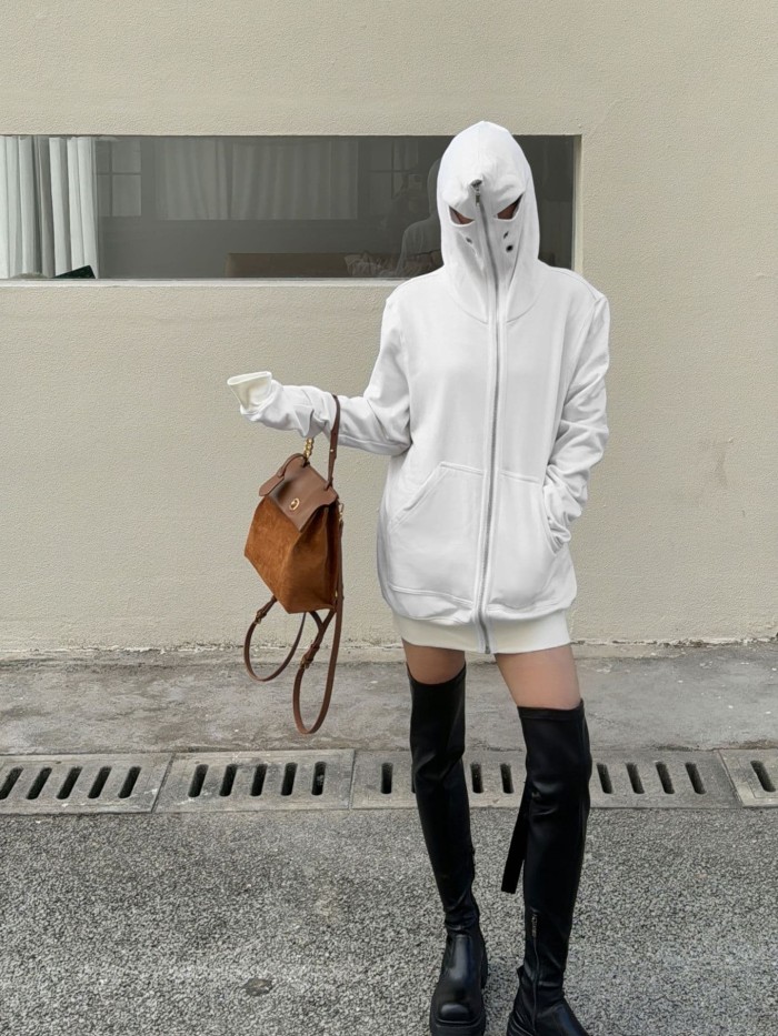 1:1 quality version Shark Shape Breathable Eyelet Zipper Hoodie 4 colors 28881163