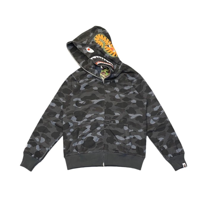 1:1 quality version Dark Grey Camo Shark Hood Zip-Up Hoodie 28881952