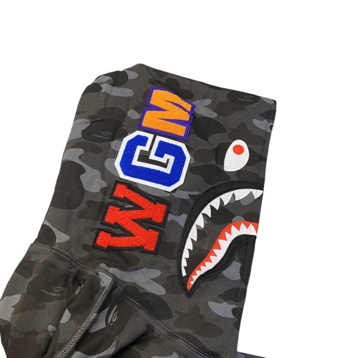 1:1 quality version Dark Grey Camo Shark Hood Zip-Up Hoodie 28881952