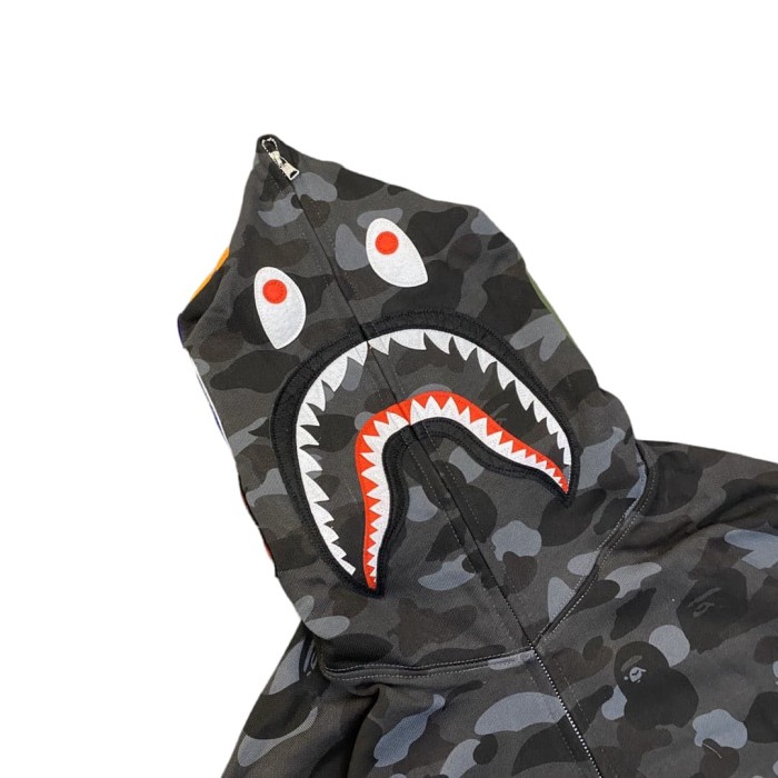 1:1 quality version Dark Grey Camo Shark Hood Zip-Up Hoodie 28881952