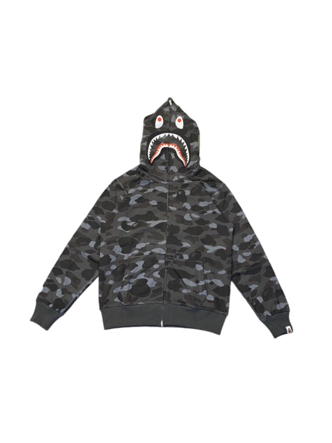 1:1 quality version Dark Grey Camo Shark Hood Zip-Up Hoodie 28881952