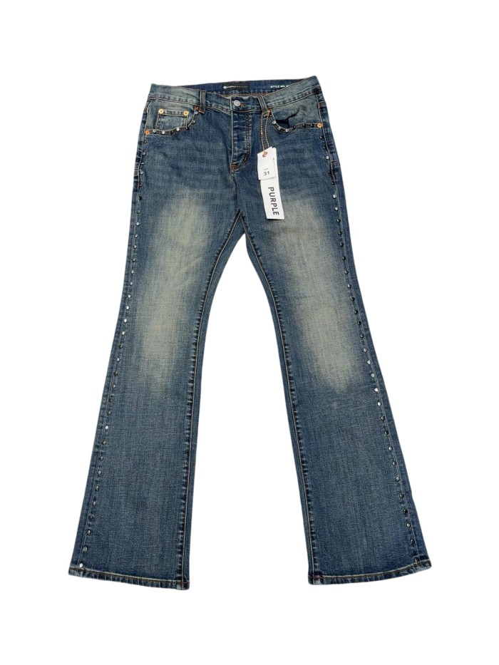 1:1 quality version Side Black Silver Round Diamond Jeans 28883213