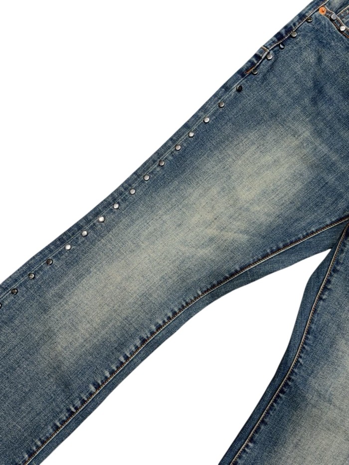 1:1 quality version Side Black Silver Round Diamond Jeans 28883213