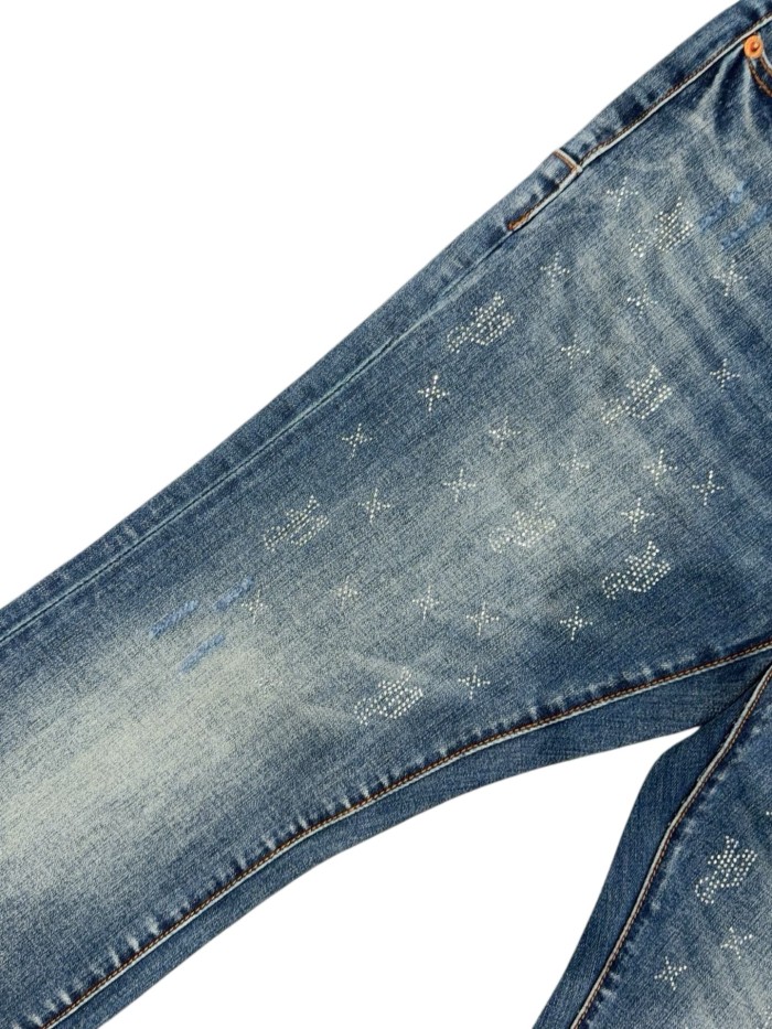 1:1 quality version Four-pointed Star Tiny Rhinestone Jeans 2 colors 28883214