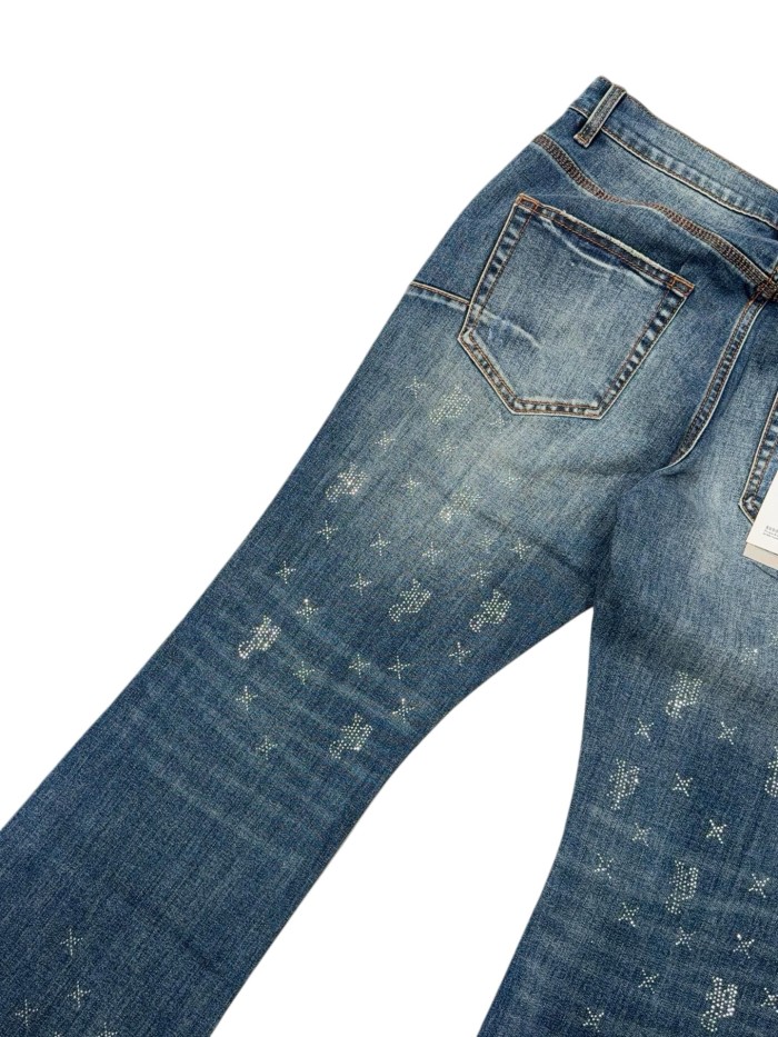 1:1 quality version Four-pointed Star Tiny Rhinestone Jeans 2 colors 28883214