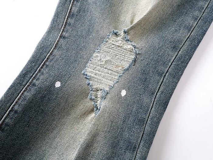 1:1 quality version Classic Logo Ripped White Dot Micro Flare Jeans 28884587