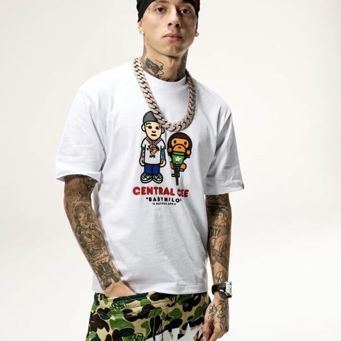 1:1 quality version BAPE × Spotify × SYNA Motorcycle Baby Milo Print Tee 2 colors 28886489