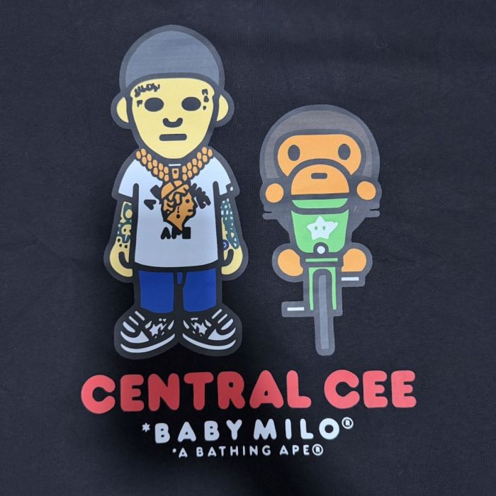 1:1 quality version BAPE × Spotify × SYNA Motorcycle Baby Milo Print Tee 2 colors 28886489