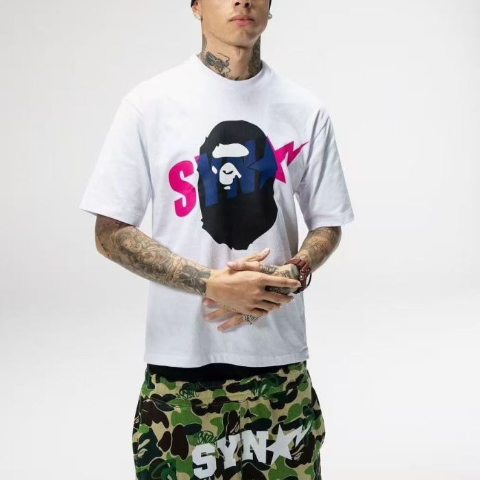 1:1 quality version BAPE x SYNA World Ape Head Lightning Bolt Print Tee 28886490