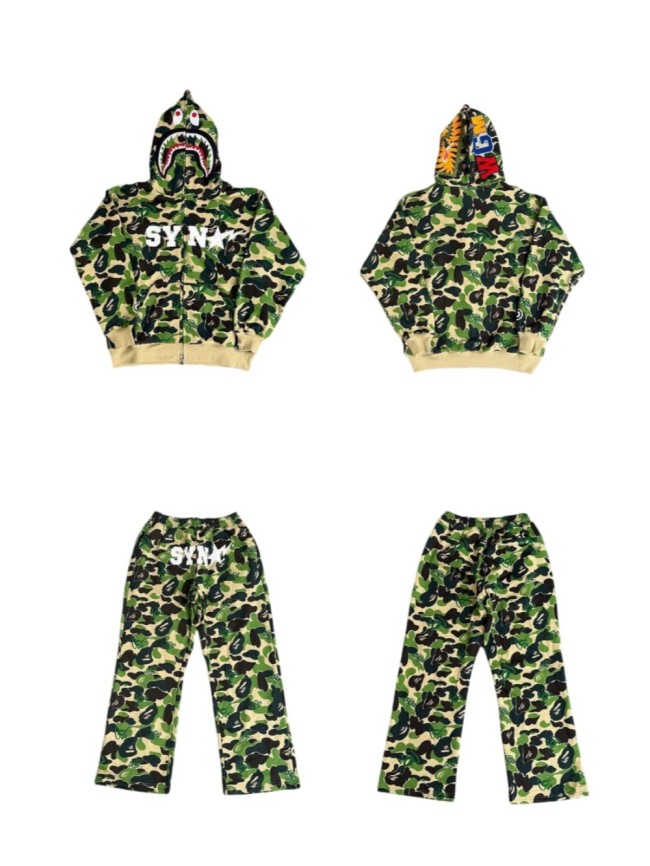 1:1 quality version BAPE x SYNA World Camo Zip Print Hoodie & Pants Set 2 colors 28886491