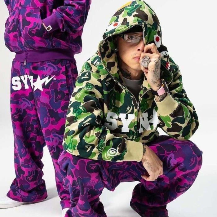 1:1 quality version BAPE x SYNA World Camo Zip Print Hoodie & Pants Set 2 colors 28886491