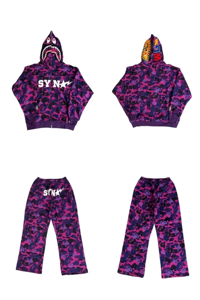 1:1 quality version BAPE x SYNA World Camo Zip Print Hoodie & Pants Set 2 colors 28886491
