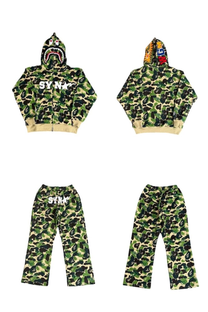 1:1 quality version BAPE x SYNA World Camo Zip Print Hoodie & Pants Set 2 colors 28886491