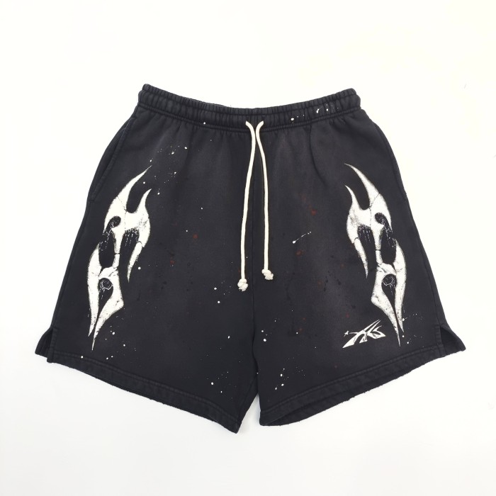 [Big & Tall for weights up to 260 lbs]1:1 quality version Flame Splash Ink Print Washed Shorts with NFC tag 28889899