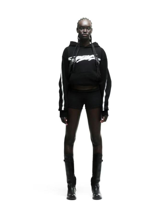 [Big & Tall for weights up to 220 lbs]1:1 quality version Silver Brush Rhinestone Black Hoodie & Pants Set 28893166