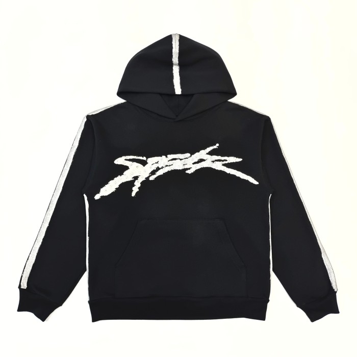 [Big & Tall for weights up to 220 lbs]1:1 quality version Silver Brush Rhinestone Black Hoodie & Pants Set 28893166