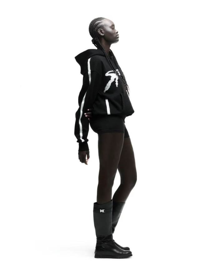 [Big & Tall for weights up to 220 lbs]1:1 quality version Silver Brush Rhinestone Black Hoodie & Pants Set 28893166