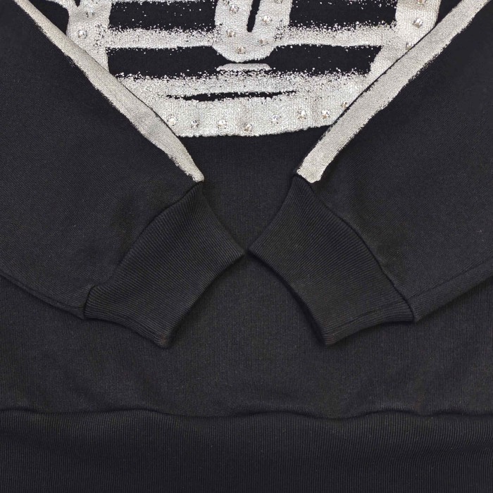 [Big & Tall for weights up to 220 lbs]1:1 quality version Silver Brush Rhinestone Black Hoodie & Pants Set 28893166