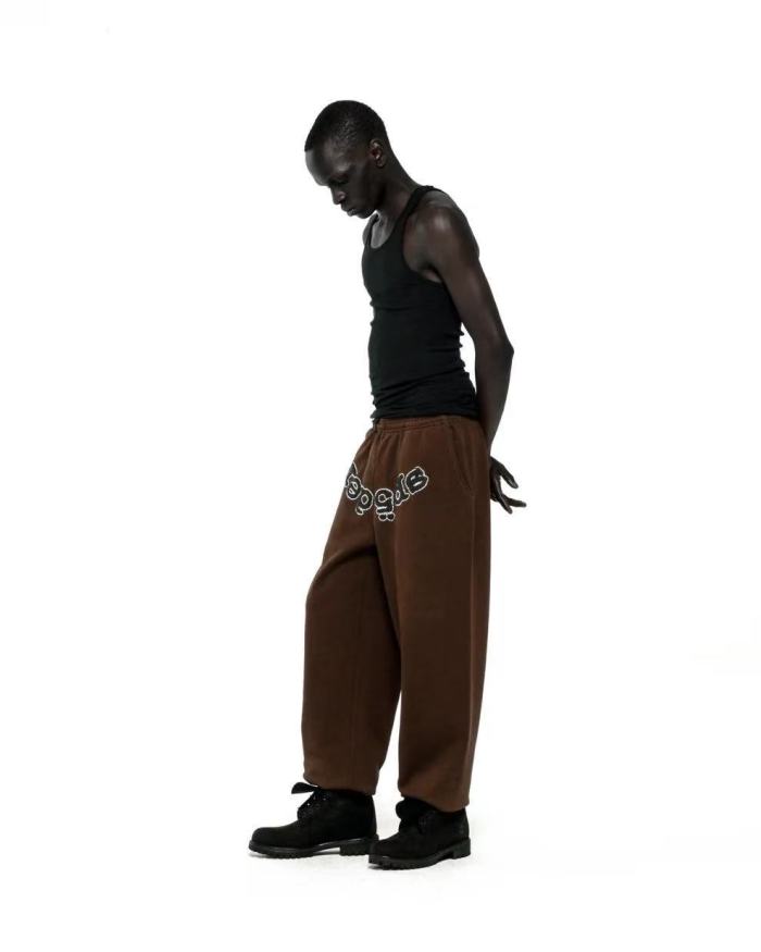 [Big & Tall for weights up to 220 lbs]1:1 quality version Rhinestone Black Letter V2 Brown Hoodie & Pants Set 28893165