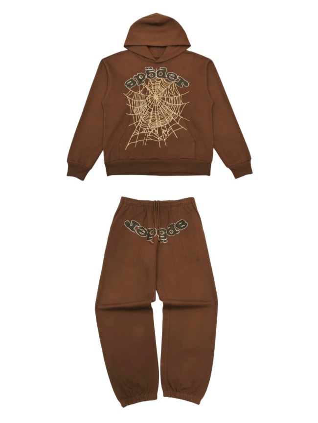 [Big & Tall for weights up to 220 lbs]1:1 quality version Rhinestone Black Letter V2 Brown Hoodie & Pants Set 28893165