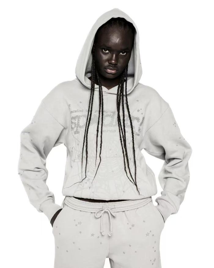 [Big & Tall for weights up to 220 lbs]1:1 quality version Grey Letter V2 Cloud Ash Hoodie & Pants Set 28893163