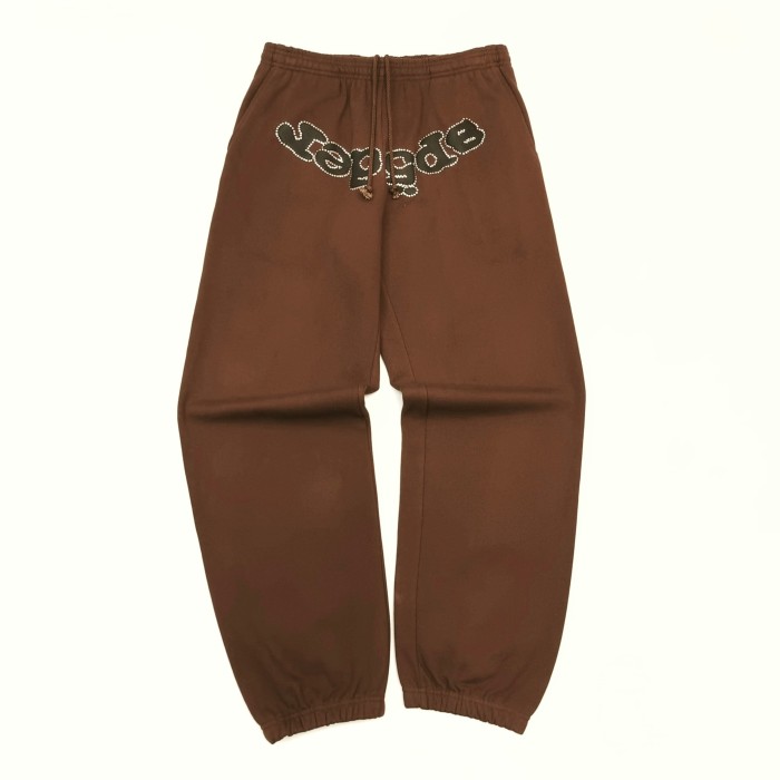 [Big & Tall for weights up to 220 lbs]1:1 quality version Rhinestone Black Letter V2 Brown Hoodie & Pants Set 28893165