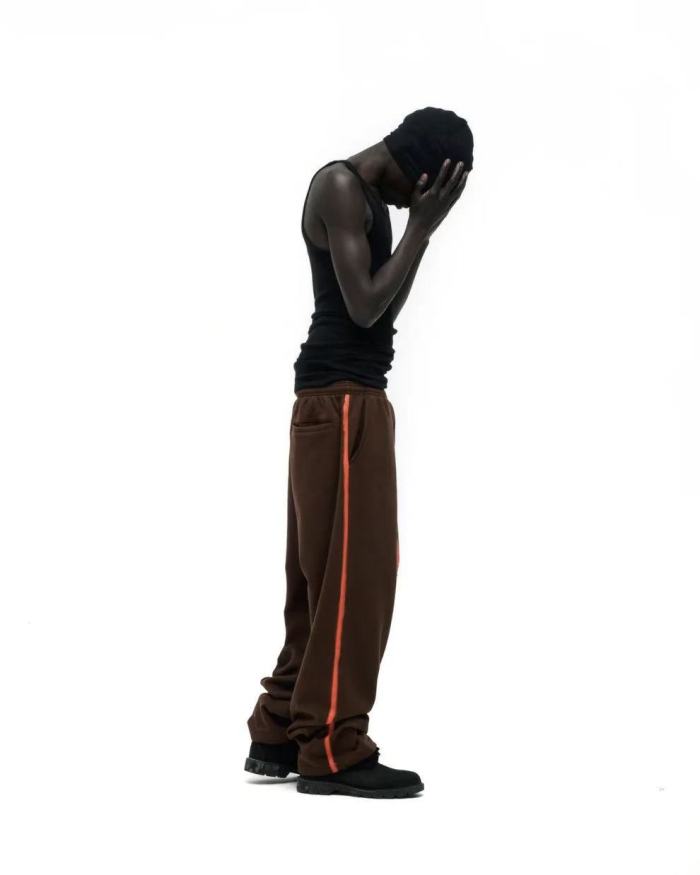 [Big & Tall for weights up to 220 lbs]1:1 quality version Orange Brush Rhinestone Brown Hoodie & Pants Set 28893164